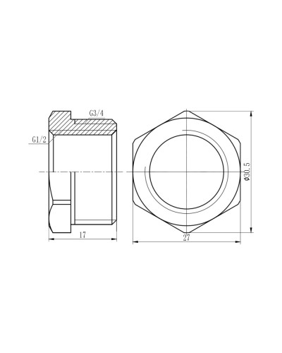 Футорка SD Forte 3/4"х1/2" ЗВ хром SF374H2015