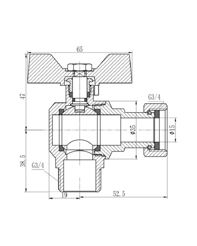 Кран кульовий з накидною гайкою SD Forte 3/4" ВЗ для води кутовий SF224W20