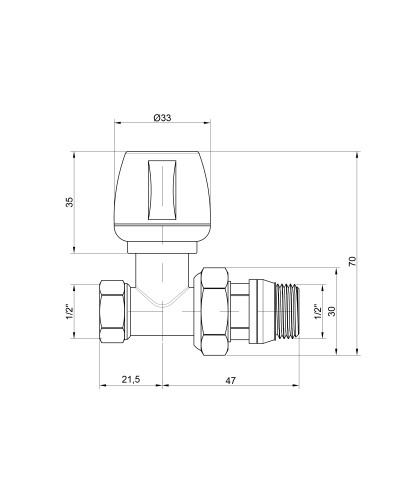 Кран радіаторний Icma 1/2" з антипротіканням прямий №813+940