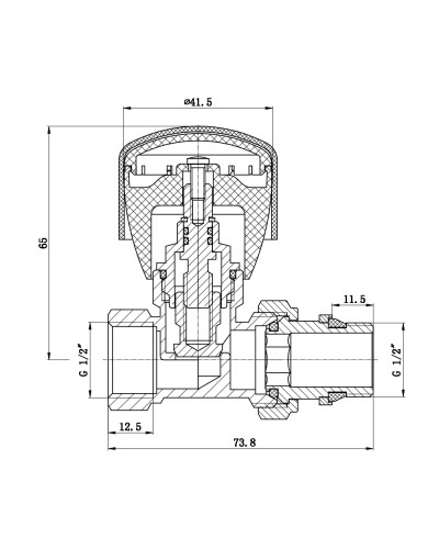 Кран радіаторний SD Forte Powerful 1/2" ВЗ з антипротіканням прямий SF230W15 SF230W15