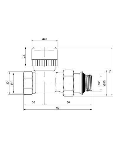 Кран термостатичний SD Plus 3/4" ВЗ з антипротіканням для радіатора прямий SD351W20