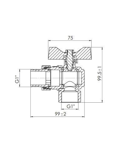 Кран кульовий "Американка" SD Forte 1" кутовий SF221W25