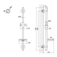 Стійка універсальна Qtap Sprha 700 мм округла з полицею QT003 Chrome