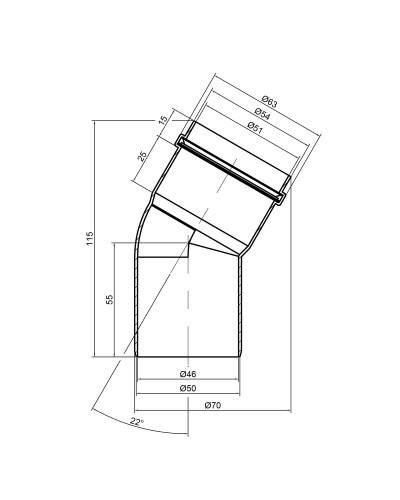 Коліно PPR каналізаційне TA Sewage 50, 22°
