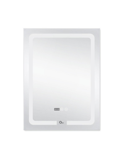 Дзеркало Qtap Mideya (DC-F937) 600х800 з LED-підсвічуванням Touch, з антизапотіванням, з годинником, димером, рег. яскравості QT2078F937W