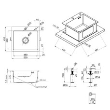 Мийка для кухні інтегрована Lidz Handmade H5045 (LDH5045BRU35383) Brushed Steel 3,0/1,0 мм