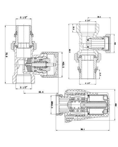 Комплект термостатичний SD Forte 1/2" для радіатора прямий SF255W15