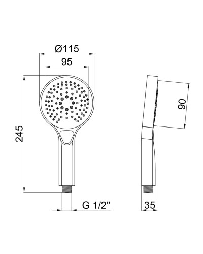 Лійка для ручного душу Qtap Rucni 120 мм округла QTRUCA115O3KCW Chrome