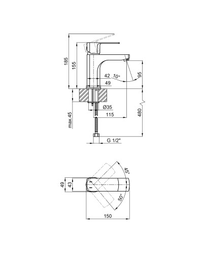 Змішувач для раковини Qtap Lipno QTLIPNO1023101CB Black Matt