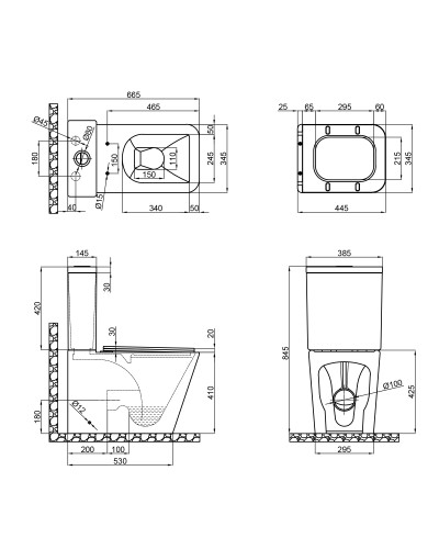 Унітаз-компакт Qtap Tern безобідковий з сидінням Soft-close QT17222093ARW