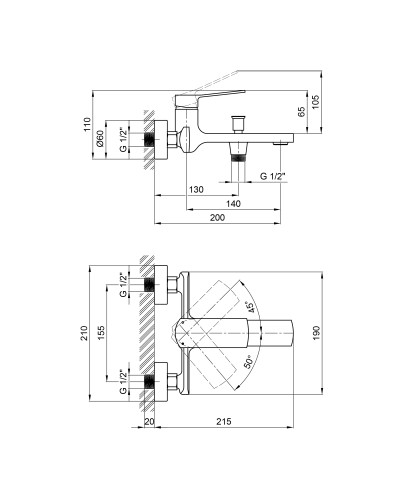 Змішувач для ванни Qtap Slavonice QTSLV3042103DC Chrome