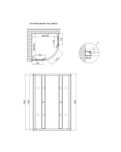 Душова кабіна Lidz Latwa SC90x90.SAT.LOW.FR, скло Frost 4 мм без піддона