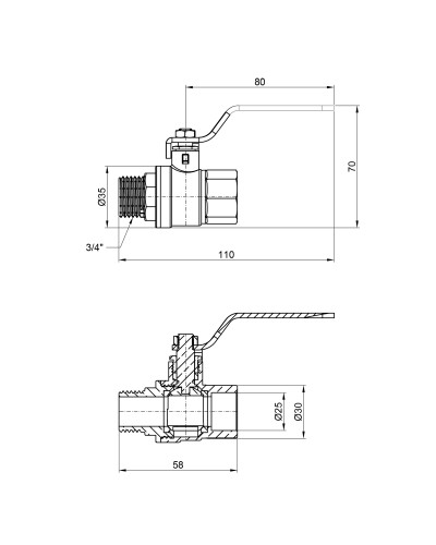 Кран кульовий SD Plus 3/4" ВЗ для води (важіль) SD605W20