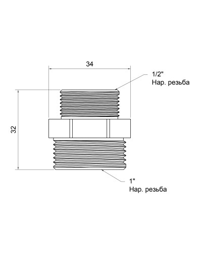 Ніпель SD Plus 1"х1/2" ЗР SD4082515