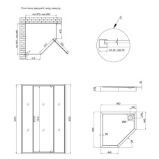 Набір Qtap душова кабіна Scorpio BLA10995-AC6 Clear 2120x900x900 мм + піддон Diamond 309912 90x90x12 см з сифоном