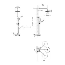 Душова система з верхнім тропічним душем для кабіни Lidz Wind 1363 двохвентильний на два споживача LDWIN1363NKS43389 Nickel