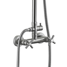Душова система з верхнім тропічним душем для кабіни Lidz Wind 1363 двохвентильний на два споживача LDWIN1363NKS43389 Nickel