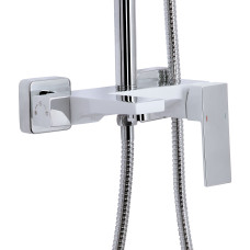 Душова система з верхнім тропічним душем універсальна Qtap Gemini на три споживача (з виливом) QTGEM111CRW45687 Chrome/White