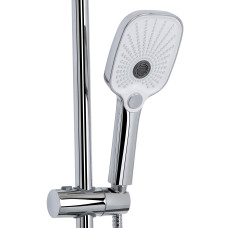 Душова система з верхнім тропічним душем універсальна Qtap Gemini на три споживача (з виливом) QTGEM111CRW45687 Chrome/White