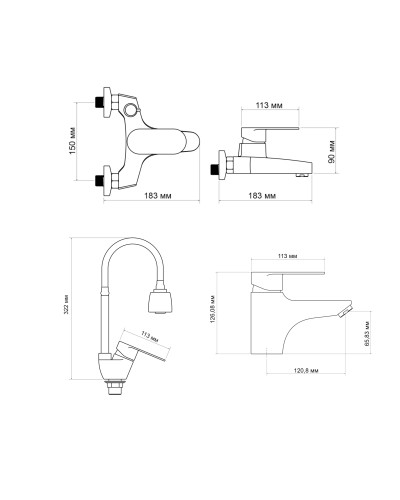 Набір змішувачів Lidz Tani (001F1+006+008F4)