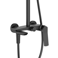 Душова система з верхнім тропічним душем універсальна Qtap Slavonice на три споживача (з виливом) QTSLA111BLM45911 Black Matt