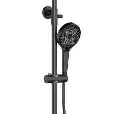 Душова система з верхнім тропічним душем універсальна Qtap Slavonice на три споживача (з виливом) QTSLA111BLM45911 Black Matt