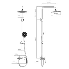 Душова система з верхнім тропічним душем для душу Qtap Slavonice на два споживача QTSLA110CRM45912 Chrome
