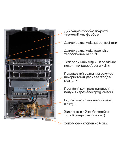 Колонка газова димохідна Thermo Alliance JSD20-10CLM 10 л White