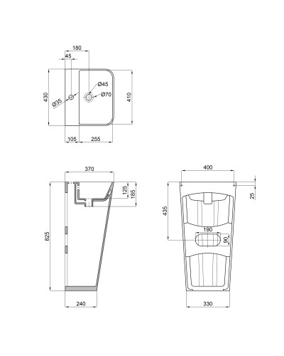 Раковина для підлоги моноблок Qtap Tern 440х380х830mm White QT1711G302WN