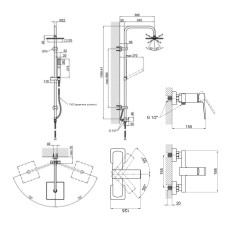Комплект для душe Matice Chrome: Змішувач 4063103C + Душова стійка Plava QT1001CRM