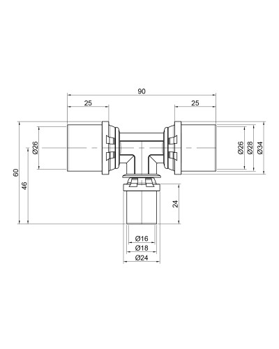 Трійник прес Icma 26х16х26 №406