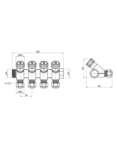 Колектор SD Plus 3/4" 4 виходи SD230W4