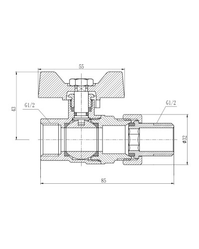 Кран кульовий "Американка" SD Forte 1/2" прямий SF220W15