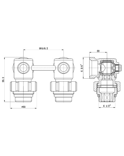 Кран кульовий SD Forte 3/4"х1/2" для радіатора нижній кутовий SF250W15