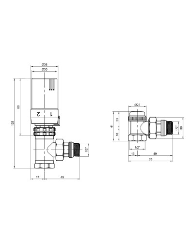 Комплект термостатичний SD Plus 1/2" для радіатора кутовий SD352W15