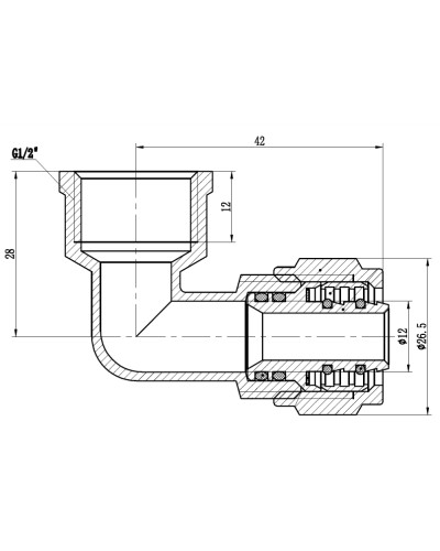 Кут обтискний SD Forte 16х1/2" ВР SF174W1615