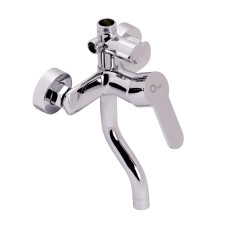 Душова система з верхнім тропічним душем універсальна Qtap Plava на три споживача (з виливом) з полицею QT1005CRM Chrome