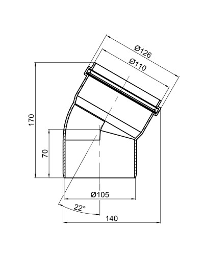 Коліно PPR каналізаційне TA Sewage 110, 22°