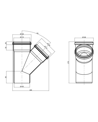 Трійник PPR каналізаційний TA Sewage 110, 45°