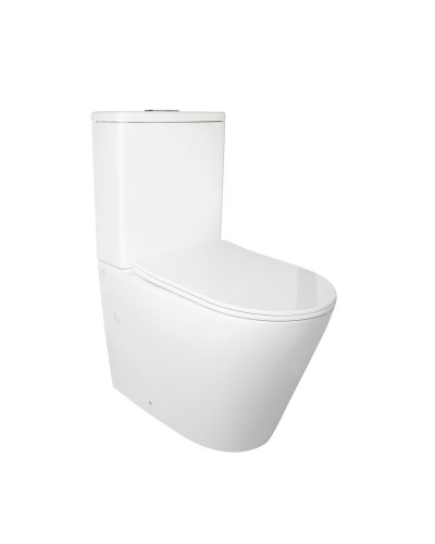 Унітаз-компакт Qtap Stork/Swan безобідковий з сідінням Soft-close QT15222178W