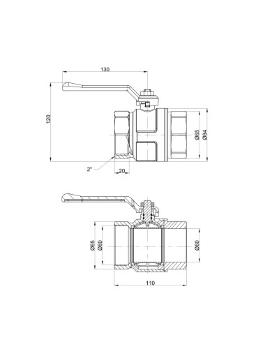 Кран кульовий Icma 2" прямий №350