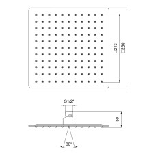 Лійка для верхнього душу Лейки Lidz Лейка 225 250x250 мм прямокутна LDNIA225NKS32452 Nickel