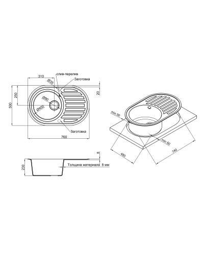 Кухонна мийка Lidz 780x500/200 COL-06 (LIDZCOL06780500200)