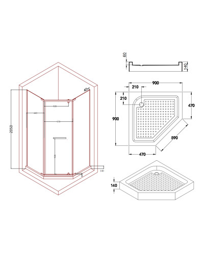 Душова кабіна Lidz Dozorca SC90x90.CRM.LOW.TR, скло прозоре 6 мм