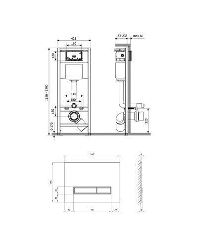 Набір інсталяція 4 в 1 Qtap Nest ST з лінійною панеллю змиву QT0133M425V1105GW