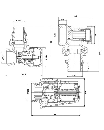 Комплект термостатичний SD Forte 1/2" для радіатора кутовий SF256W15