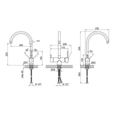 Змішувач для кухні Qtap Kuchyne 93102UC з підключенням до фільтра