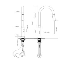 Змішувач для кухні Qtap Baruska з висувним виливом QTBAR9137103UB Black Matt