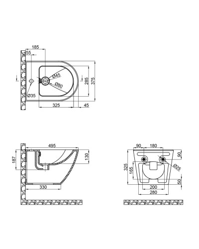 Біде підвісне Qtap Robin 495х370х325 White QT1355046FW