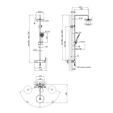 Душова система з верхнім тропічним душем універсальна Qtap Sloup на два споживача QT57103OC Chrome